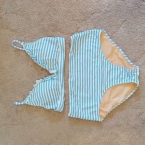 J. Crew blue stripe bikini. Size large x-large